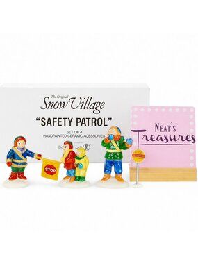 Department 56 THE ORIGINAL SNOW VILLGE SAFETY PATROL Ceramic Handpainted Set 4
